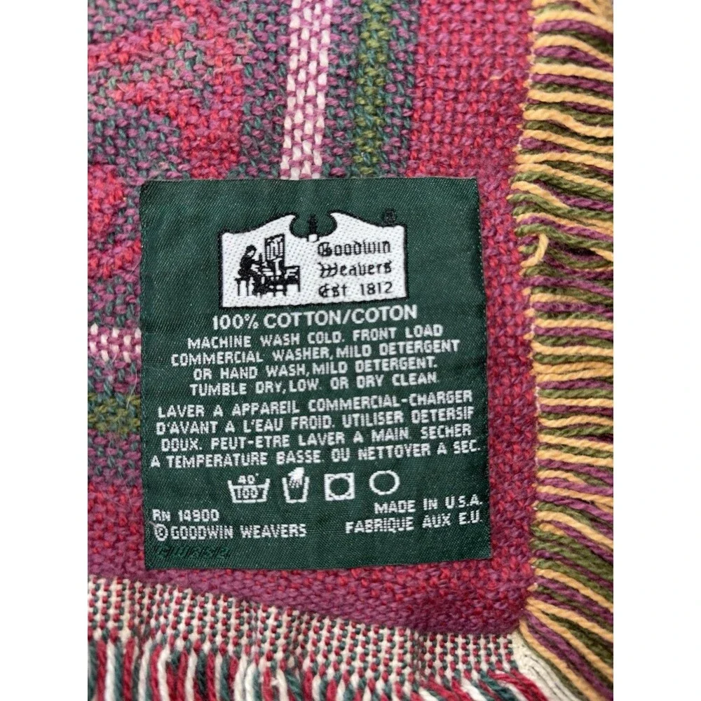Goodwin Weavers Fruit Leaf Design Woven Tapestry 100% Cotton Throw Blanket USA